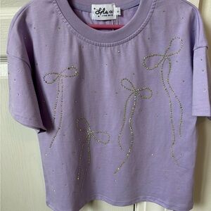 Lola + the boys crystal bow shirt